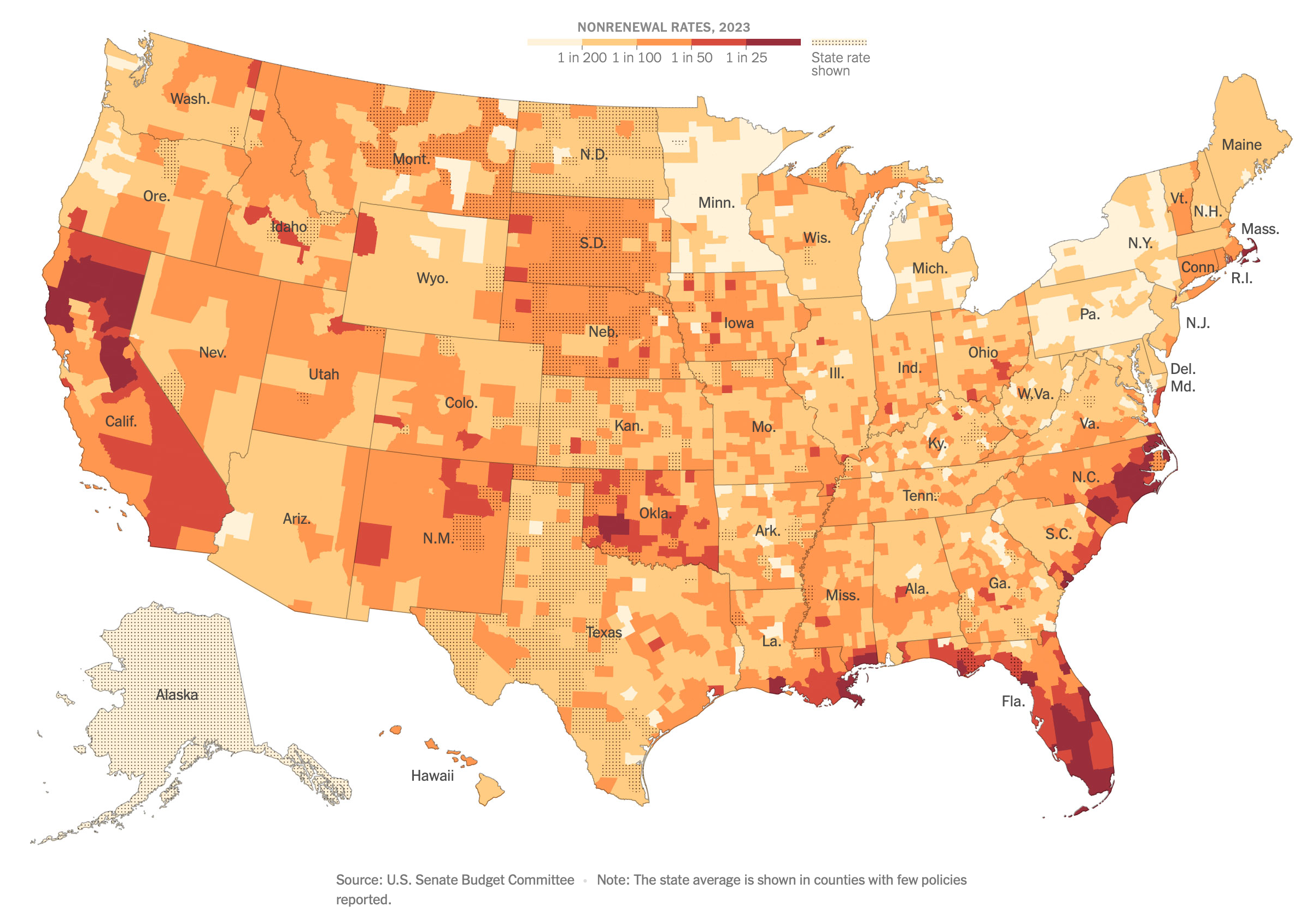 Visualization of insurance Non-Renewals - NY Times